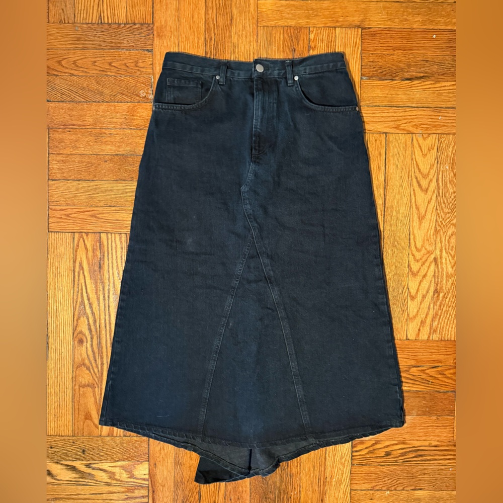 Zara Womens Y2K Assymetrical Black Denim Skirt